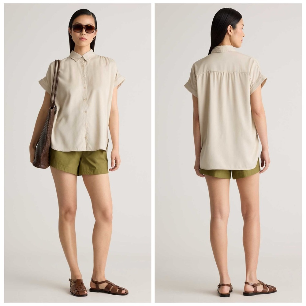 Quince Beige Short Sleeve Button-Down Shirt - Picture 8 of 13